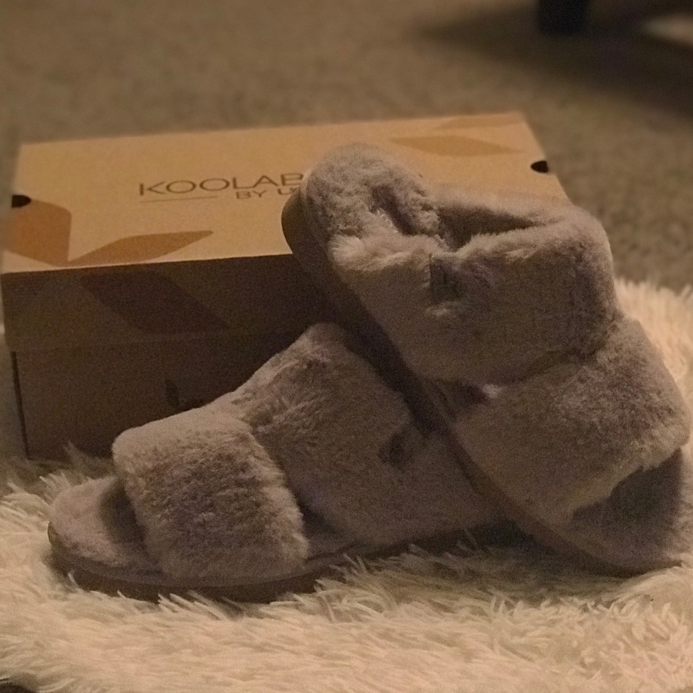 Lavender Plush Slides by Ugg Brand